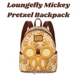 Loungefly Disney Parks Mickey Mouse Pretzel Mini Backpack NWT