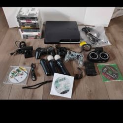 PS3 Slim 320gb Bundle w 17 Games + 17 Downloaded Games