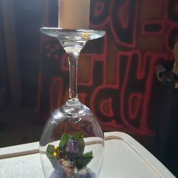 Handmade Wine Glass Candle Holder 