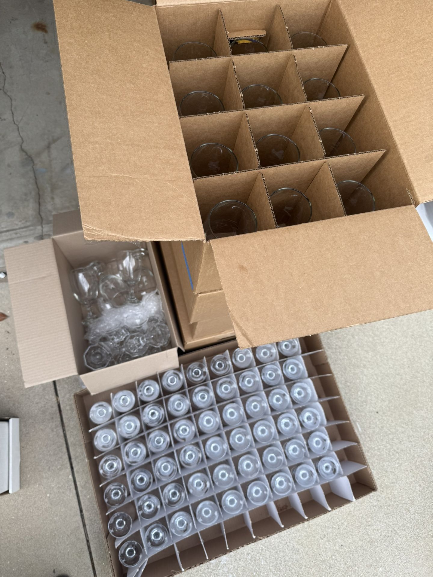Wedding Wine & Water Glassware (Lot Of 54 Ea.) With Candlestick Holders