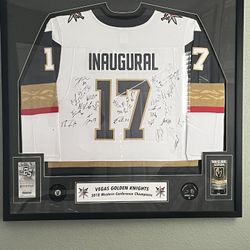 Golden Knights 2017-2018 Signed Autographed Jersey 43x41 Fleury NHl Pucks Tickets 