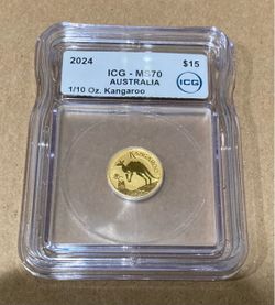 2024 1/10 Gold Kangaroo MS70 Graded by ICG