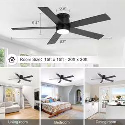 Brand New in Box Breezary Propeller 52-Inch Black Flush Mount LED Ceiling Fan