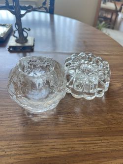 Clear Glass Candle Holders Set of 2