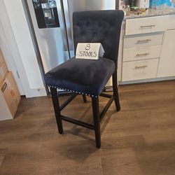 Blue Velvet Bar Stools