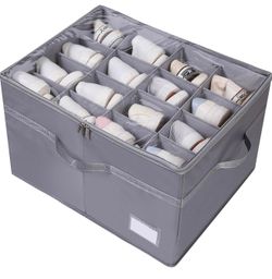 Large Shoe Organizer with Dividers, Fits 16 Pairs, Clear Cover Storage Box