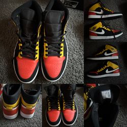 Men’s Air Jordan 1 Mid SE Size 12 (Black/Orange/Red)
