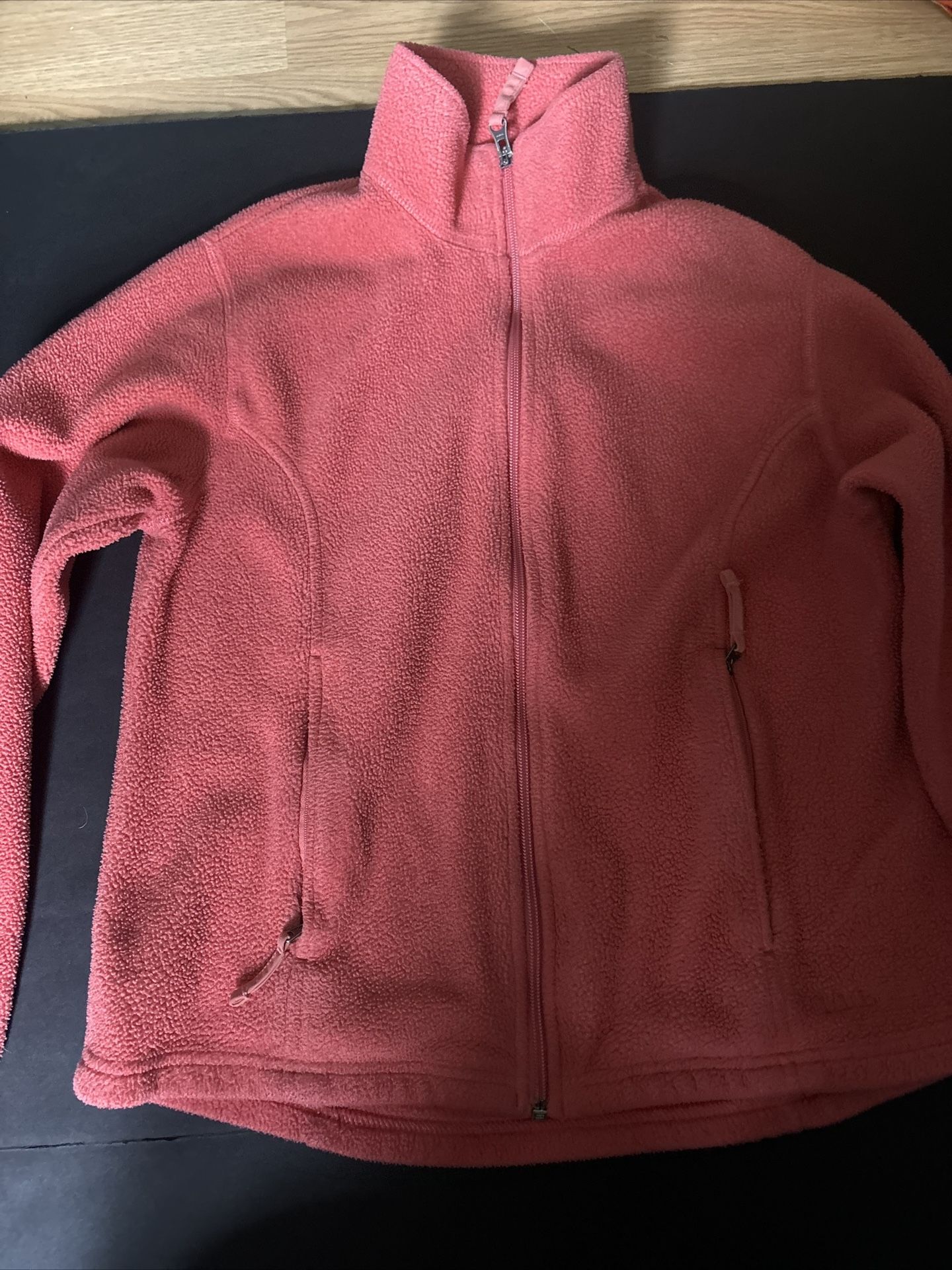 LL Bean Jacket Womens Small Pink Zip Fleece Polar EUC regular.