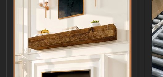 Rustic fireplace mantle shelf
