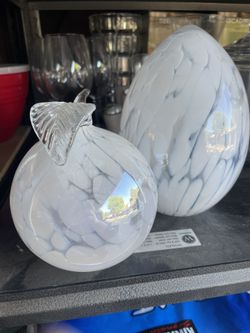 Two Piece Glass White Decor