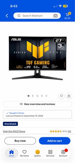 Selling Asus monitor 210hz