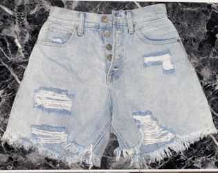 Size 24 Light Blue Distressed Forever 21 Shorts 