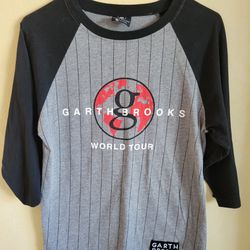 Garth Brooks World Tour Concert Shirt Baseball Jersey Shirt Sz Small 3/4 Sleeve