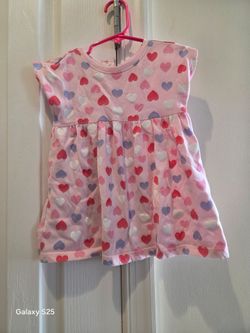 Pink heart babydoll dress with white and red hearts. Size: 18 months