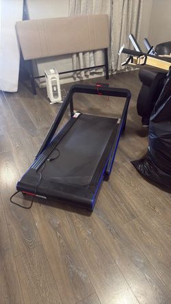 Compact Folding Treadmill with Blue Trim