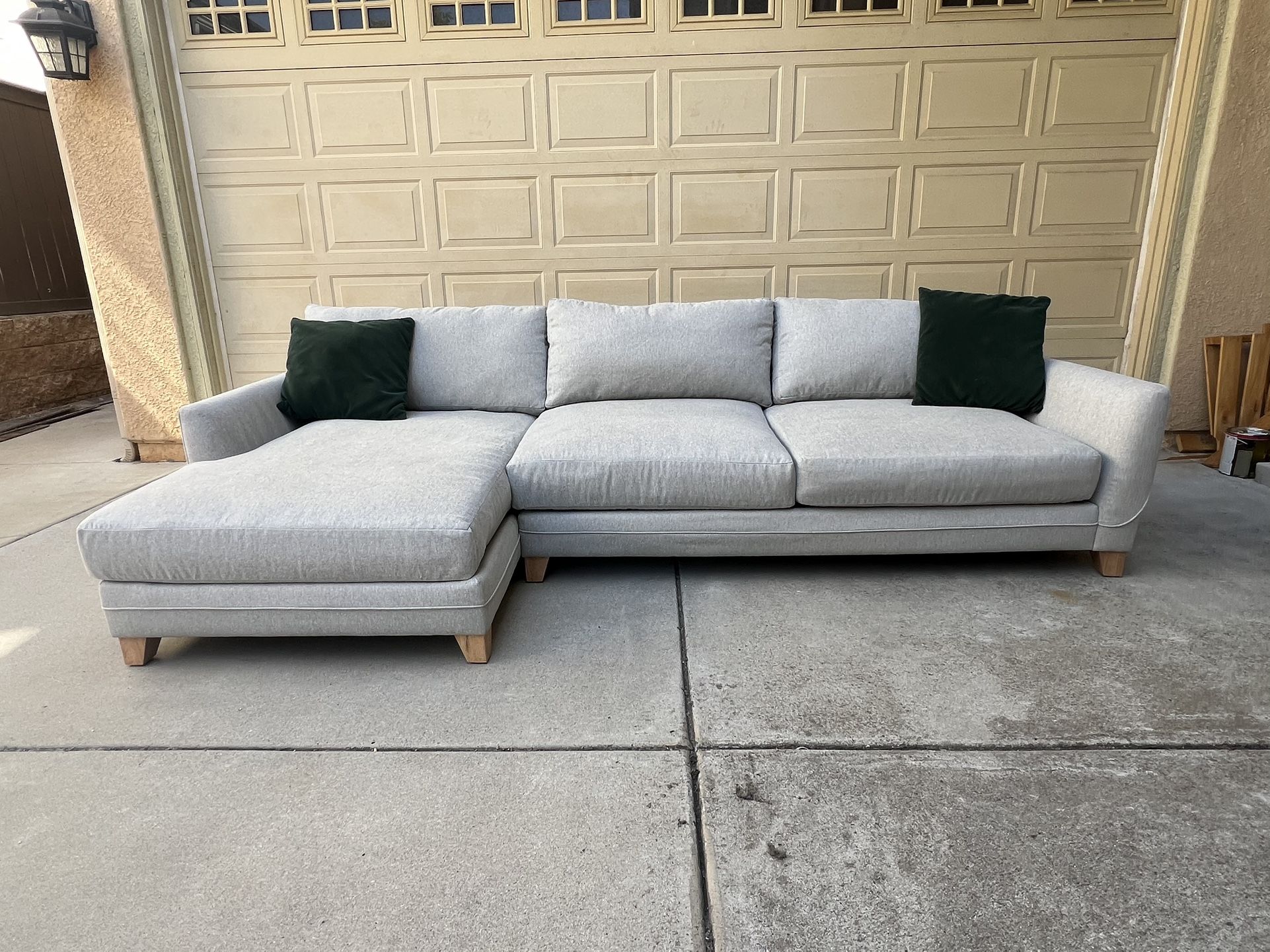 Living Spaces gray sectional sofa couch