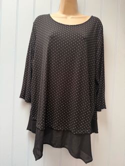 Black Polka Dot Layered Tunic Top 2X