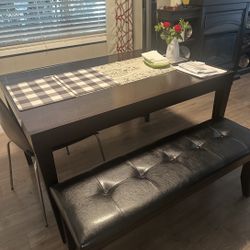 Dinning Table, Bench And 2 Bar Stool.