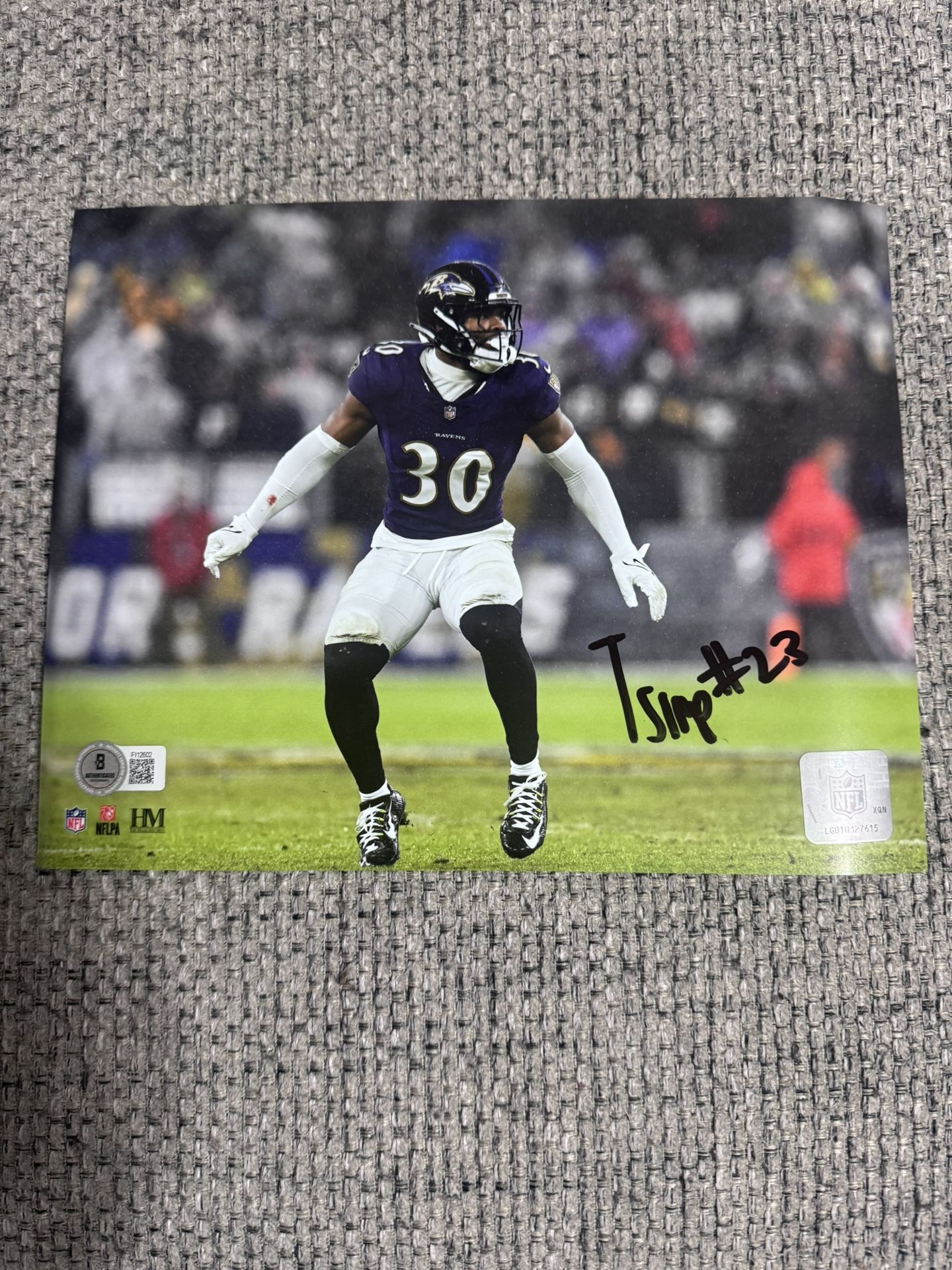 Baltimore Ravens Trenton Simpson #30 Autographed Signed 8x10 Photo Beckett COA