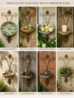 Wall mount bird bath easel