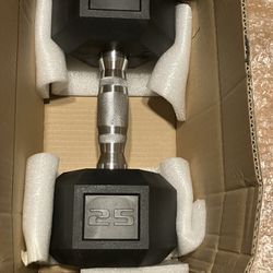 New 25 Lbs CAP Barbell Coated Hex Single Dumbbell, Chrome Handle