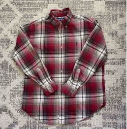 Ralph Lauren Red/Green Multi Classic Fit Plaid Soft Flannel Shirt M