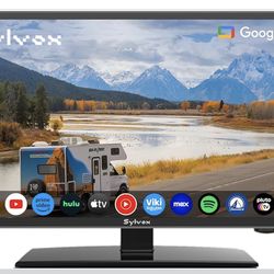 SYLVOX Smart RV TV, 24" 12 Volt TVs for RV Camper 1080P DC/AC Powered Television, Compatible with Google OS, Support Download APPs, Google Assistant,