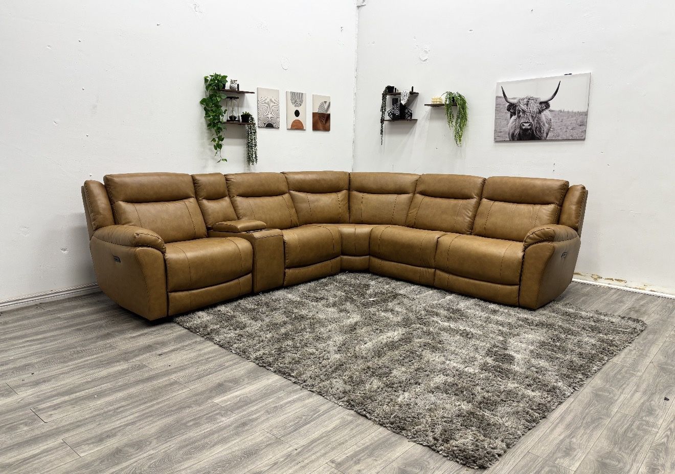 Brown Leather Sectional Couch - Free Delivery
