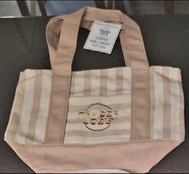 TAN Trader Joes Striped Mini Canvas Tote