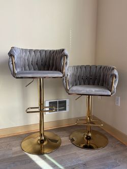 Luxury Elegant Gold and Gray Color High Bar Lounge Stools Chairs
