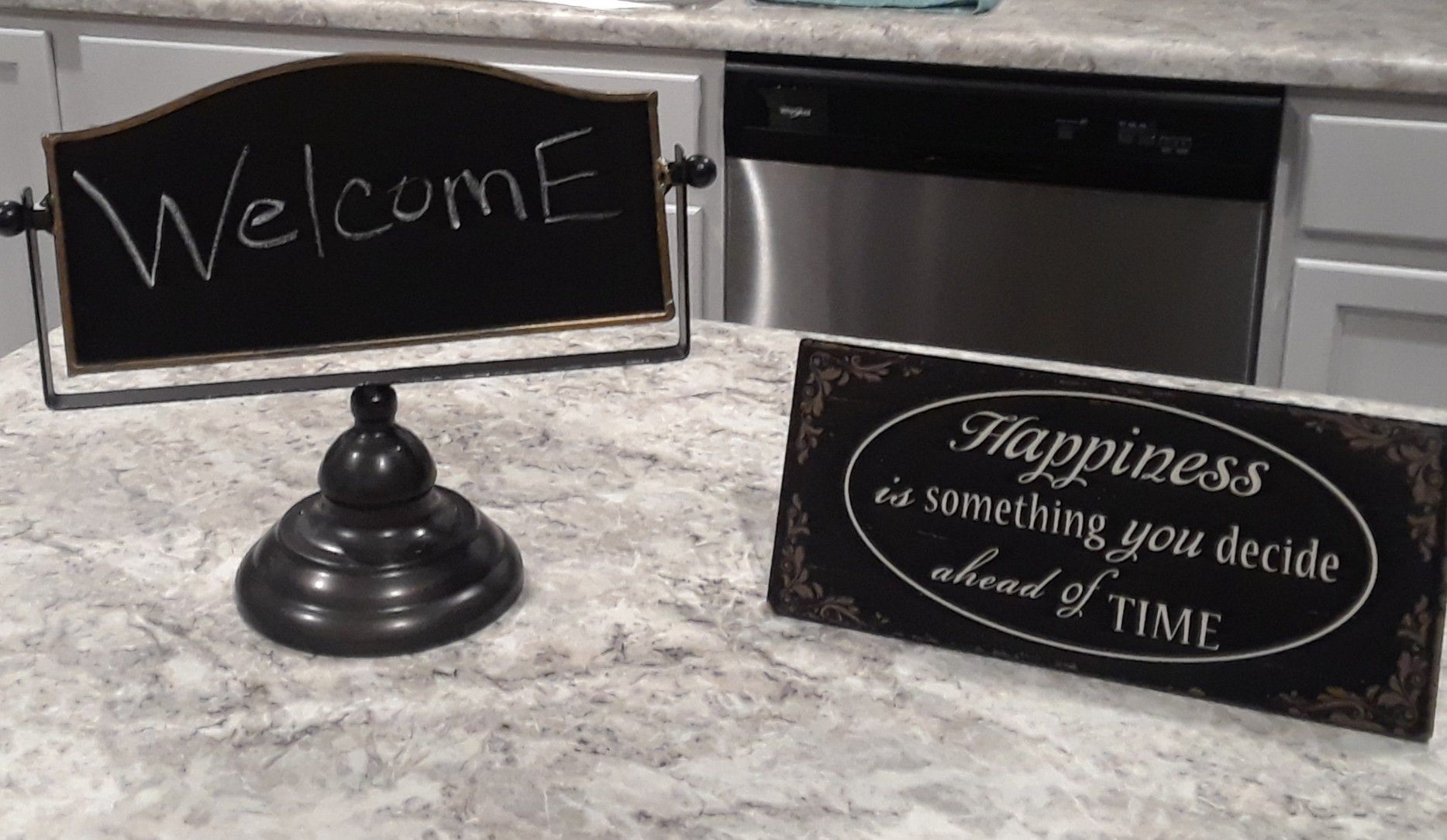 Chalkboard sign and happiness sign