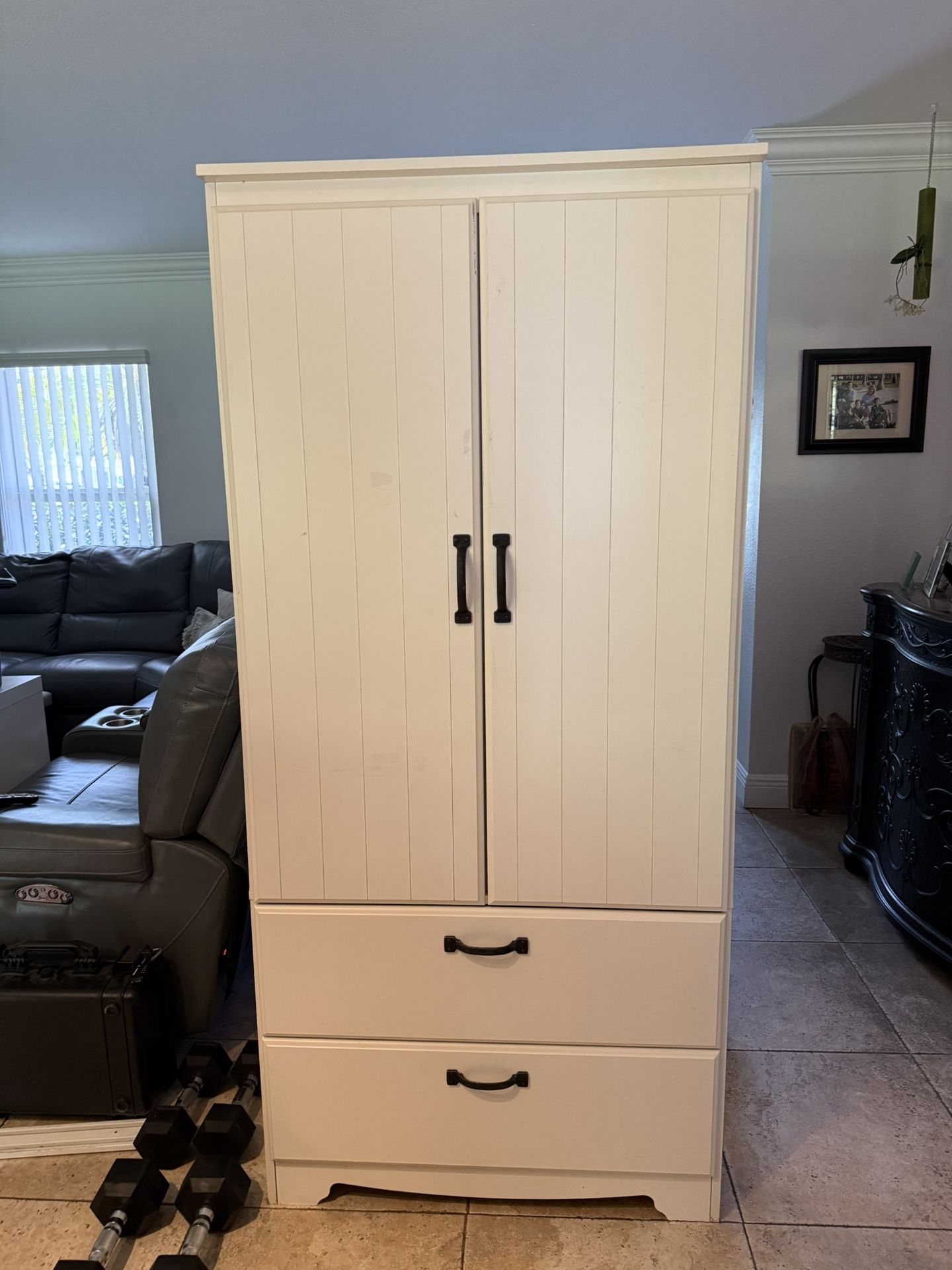 White Armoire / Chest (Cabinet & 2 Drawers)