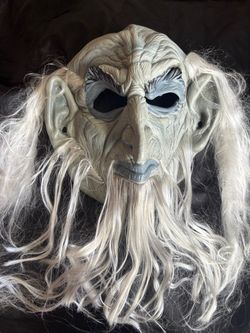 Creepy Old Creature Halloween Mask with Hair