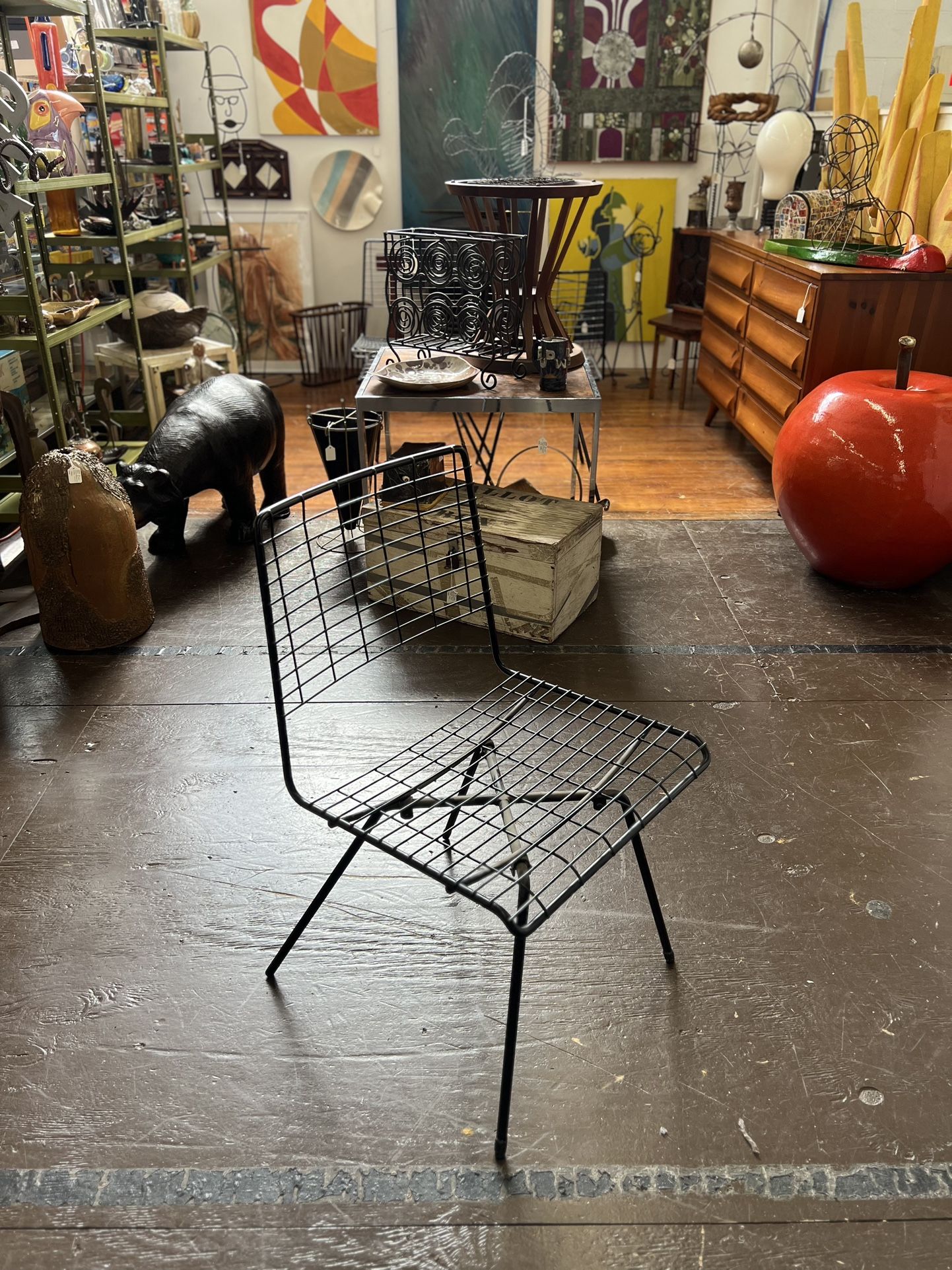 Set Of Four Vintage Wire Dining Chairs By John Keal