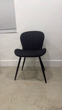Set of 4 Black Upholstered Dining Chairs