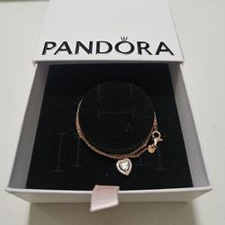 Pandora women's Rose Gold Heart Necklace Pendant Love Gift

