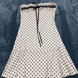 Cross-border wholesale dropshipping ruffled polka-dot print contrast lace strapless mini skirt.