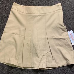 New Cat & Jack girls size 16 khaki pleated school uniform skort skirt 