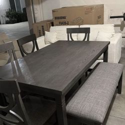 🚨 Sale 🚨 Last One! Dining Table Set W/Chairs and Bench NEW Furniture