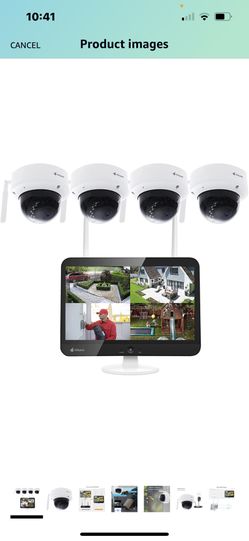 Kittyhok Dome Wireless Security Camera System Outdoor/Indoor | 4pcs 2K Security Camera Outdoor with Person Detection, 2-Way Audio | 10CH NVR with 12''