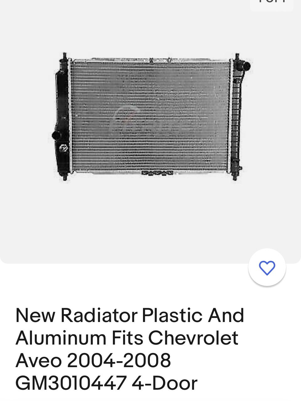New Radiator Plastic And Aluminum Fits Chevrolet Aveo 2004-2008 GM(contact info removed) 4-Door