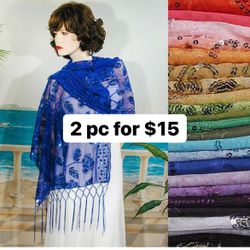 Sequin Glitter Beaded Shawl Scarf Wrap Veil Formal Evening Party Prom Wedding