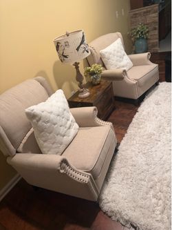 Accent Chairs (2) with Side Table & Lamp