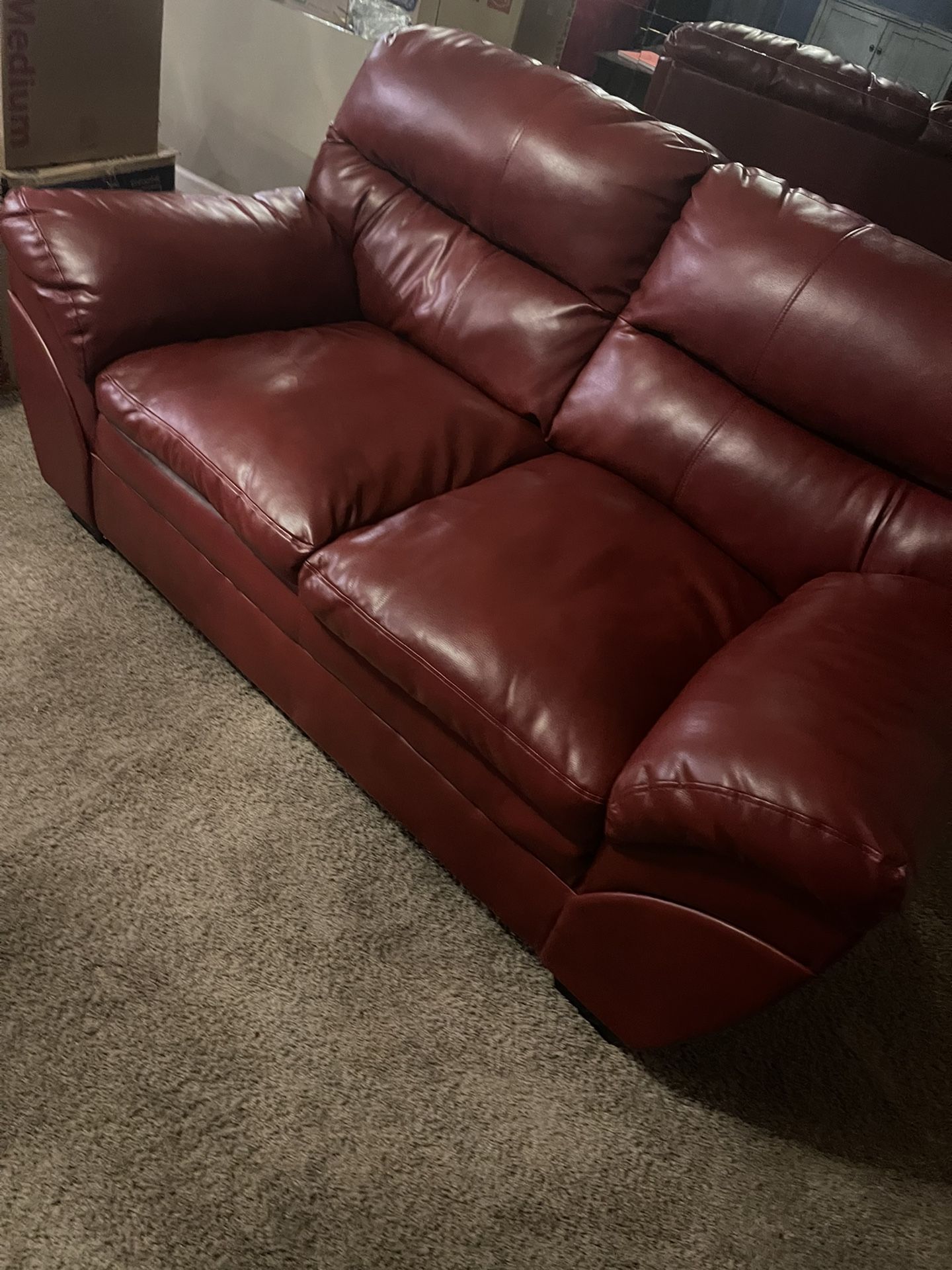 Crimson Blended Leather love seat 