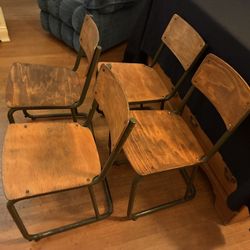 Antique School Chairs (very Rare)