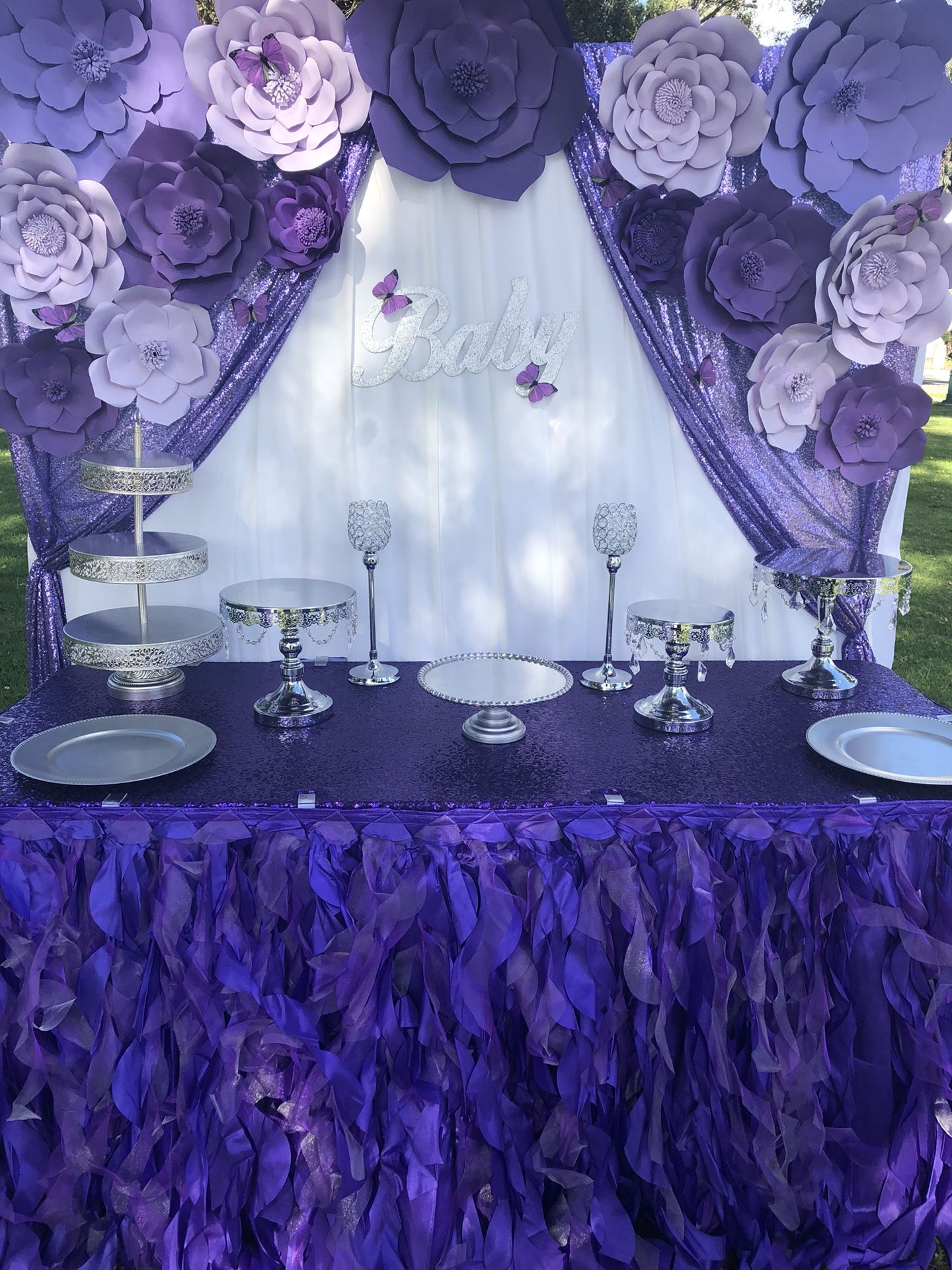 Purple and lavender butterfly decoration backdrop