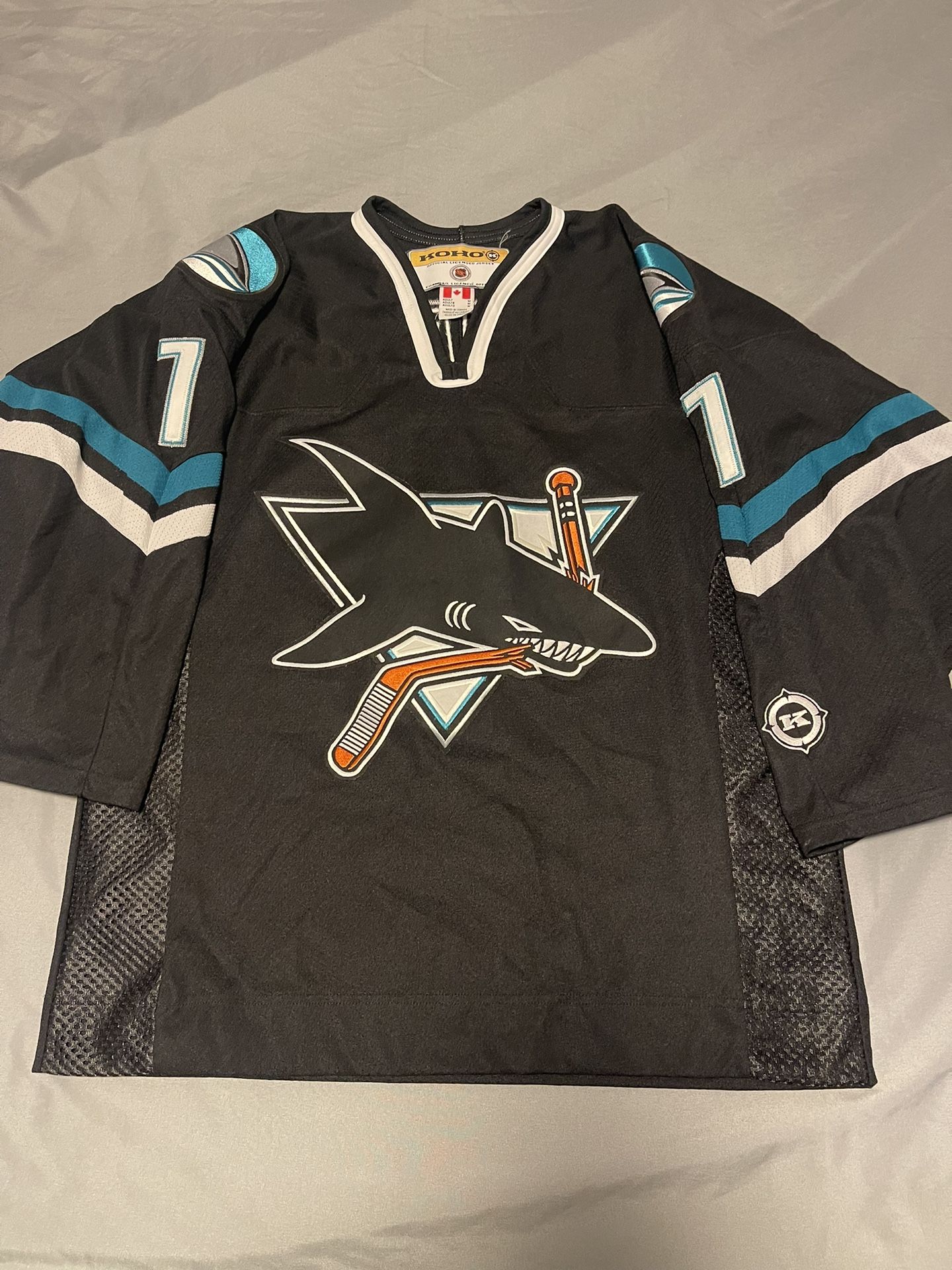 SJ Sharks Size Medium Brad Stuart #7 Black Jersey KOHO Vintage San Jose