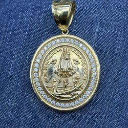 CARIDAD DEL COBRE PENDANT , 14K YELLOW GOLD 
