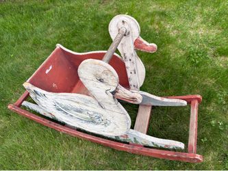Vintage Folk Art Wooden Duck Children’s Kid's Rocking Toy – Original Paint -  Sturdy