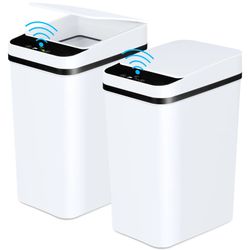 2 Pack 12L Automatic Bathroom Trash Cans – Touchless, Motion Sensor with Lid